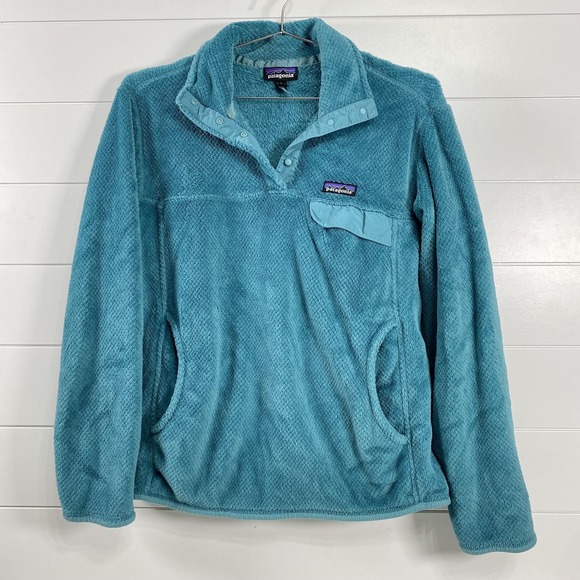 Patagonia Re-Tool Snap-T Pullover Womens Large Teal Fleece Polartec Thermal - Picture 1 of 16